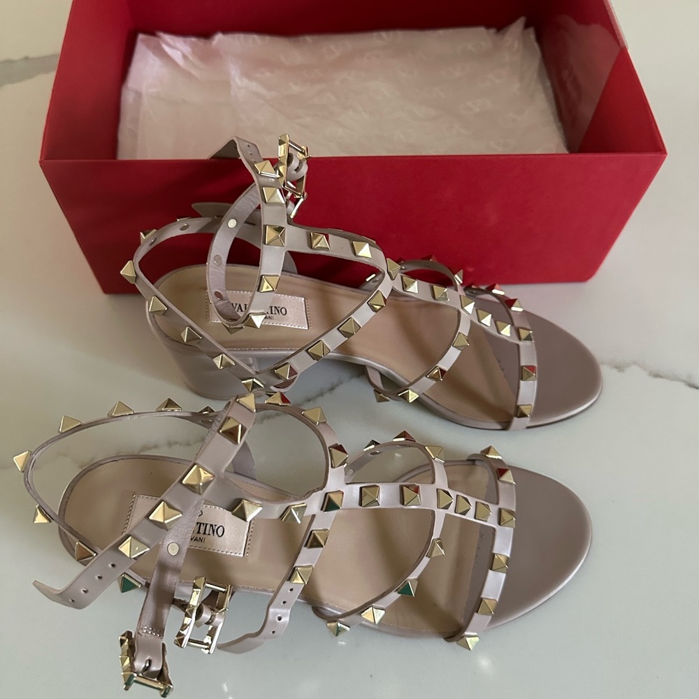 Valentino Women's Studded Sandals - nude